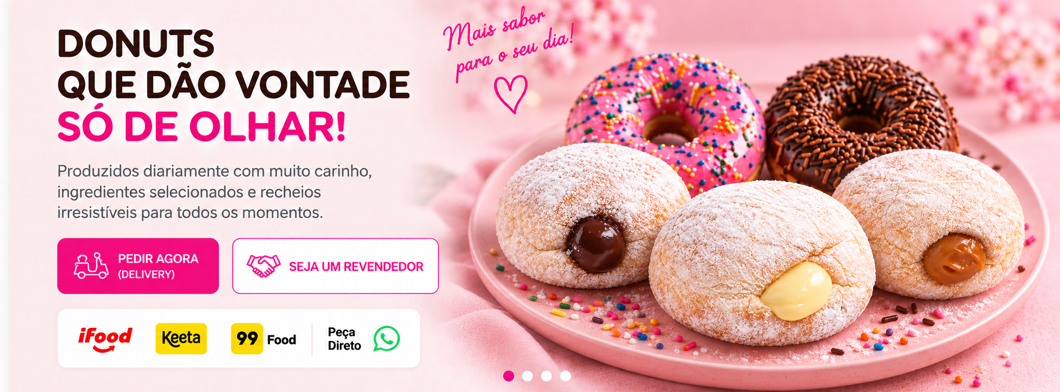 Donuts que dão vontade só de olhar, com opções de delivery e revenda