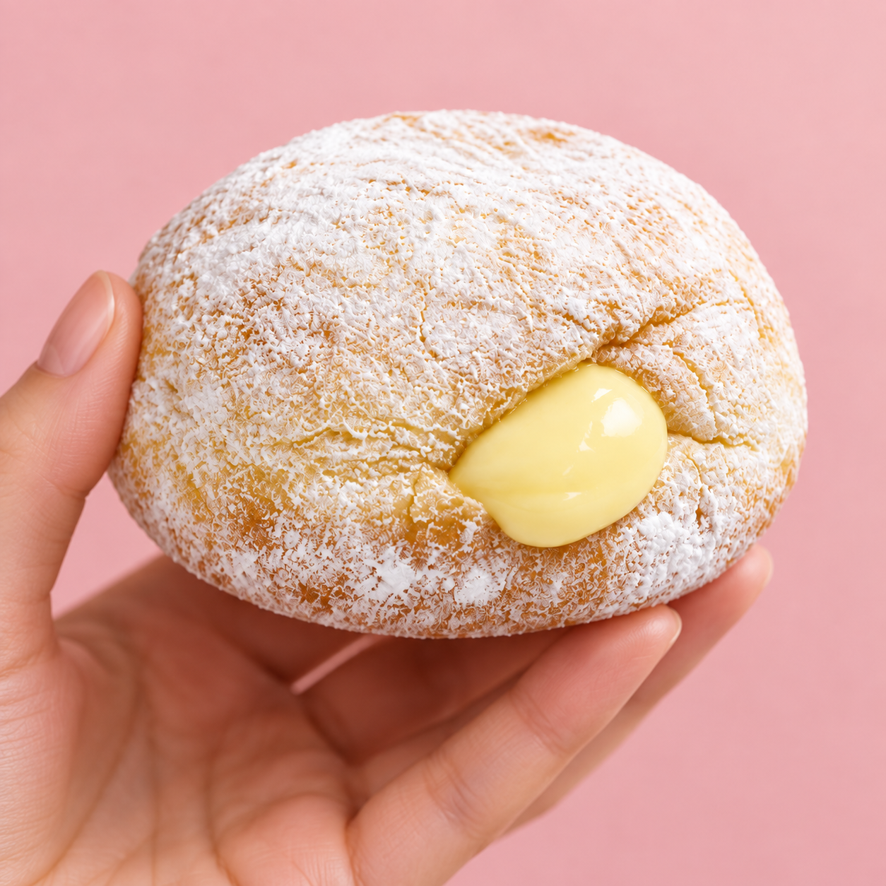 Donut recheado na mão