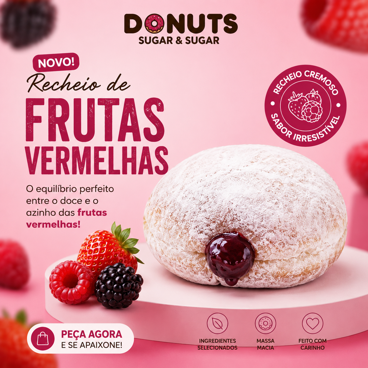 Donuts sabor frutas vermelhas